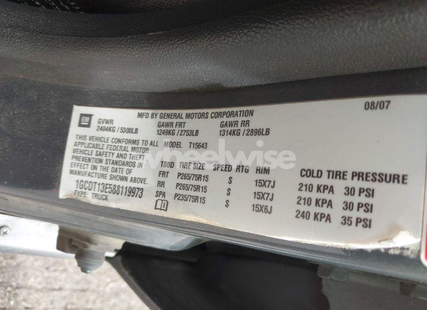 Photo 9 of 2008 Chevrolet Colorado LT (VIN 1GCDT13E588119973)