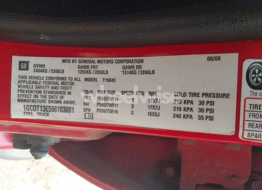 Photo 9 of 2009 Chevrolet Colorado LT (VIN 1GCDT13E598103001)