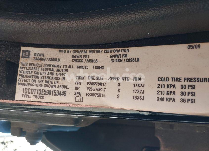 Photo 9 of 2009 Chevrolet Colorado LT (VIN 1GCDT13E598153445)