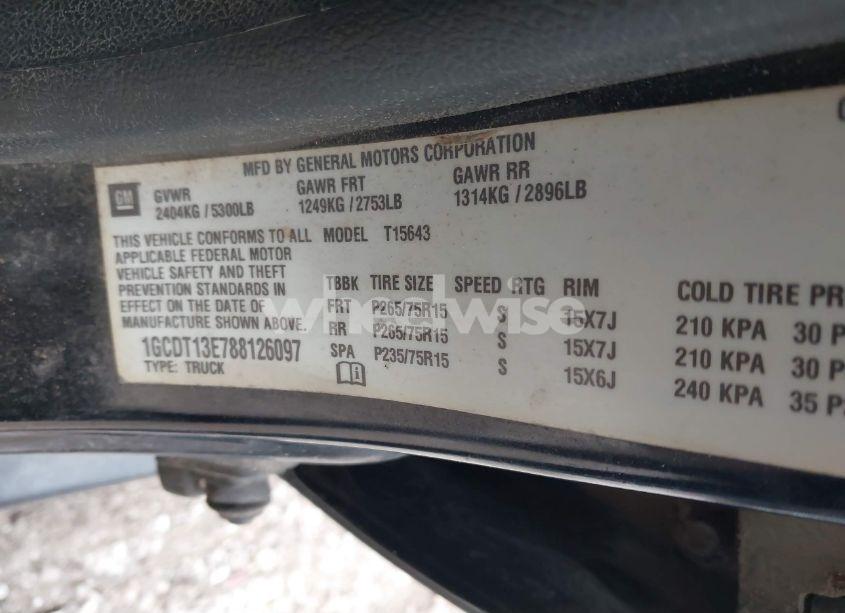 Photo 9 of 2008 Chevrolet Colorado LT (VIN 1GCDT13E788126097)