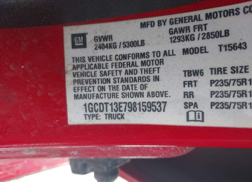 Photo 9 of 2009 Chevrolet Colorado LT (VIN 1GCDT13E798159537)