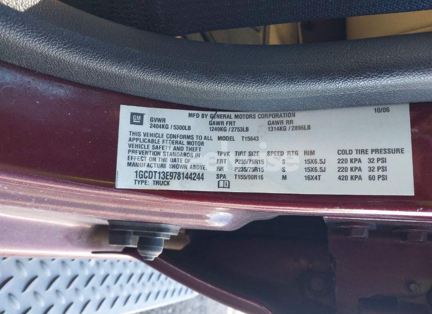 Photo 9 of 2007 Chevrolet Colorado LT (VIN 1GCDT13E978144244)