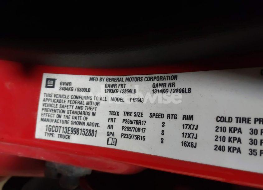 Photo 9 of 2009 Chevrolet Colorado LT (VIN 1GCDT13E998152881)