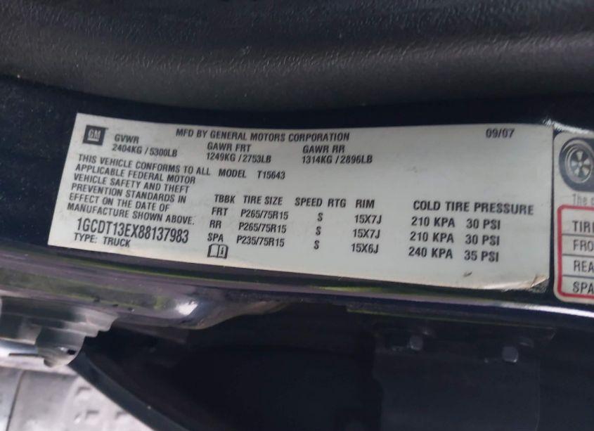 Photo 9 of 2008 Chevrolet Colorado LT (VIN 1GCDT13EX88137983)