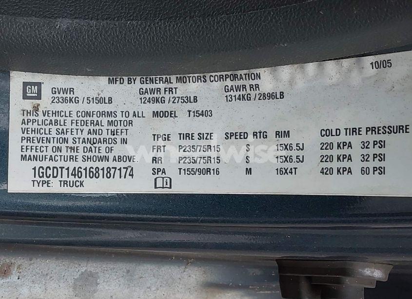 Photo 9 of 2006 Chevrolet Colorado LT (VIN 1GCDT146168187174)