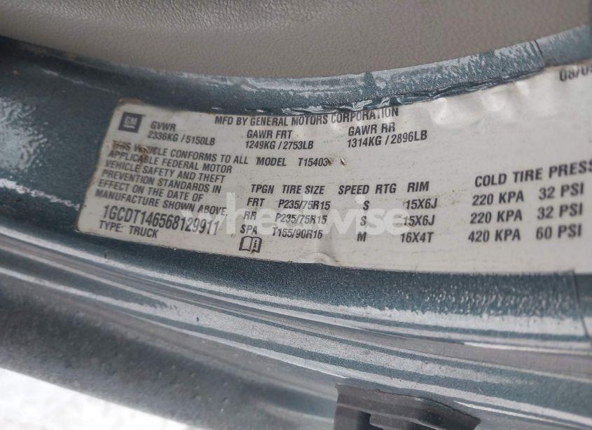 Photo 9 of 2006 Chevrolet Colorado WORK TRUCK (VIN 1GCDT146568129911)