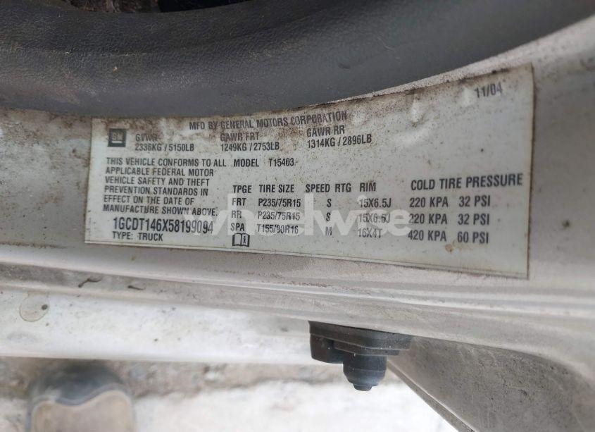 Photo 9 of 2005 Chevrolet Colorado LS (VIN 1GCDT146X58199094)