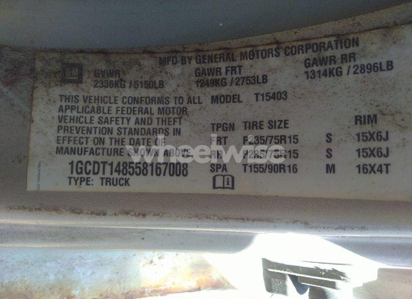 Photo 9 of 2005 Chevrolet Colorado (VIN 1GCDT148558167008)