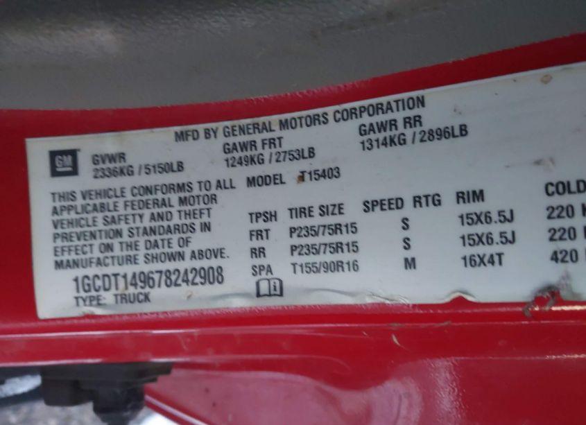 Photo 9 of 2007 Chevrolet Colorado LS (VIN 1GCDT149678242908)