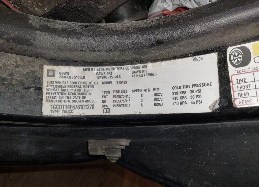Photo 9 of 2007 Chevrolet Colorado LT (VIN 1GCDT14E678101270)