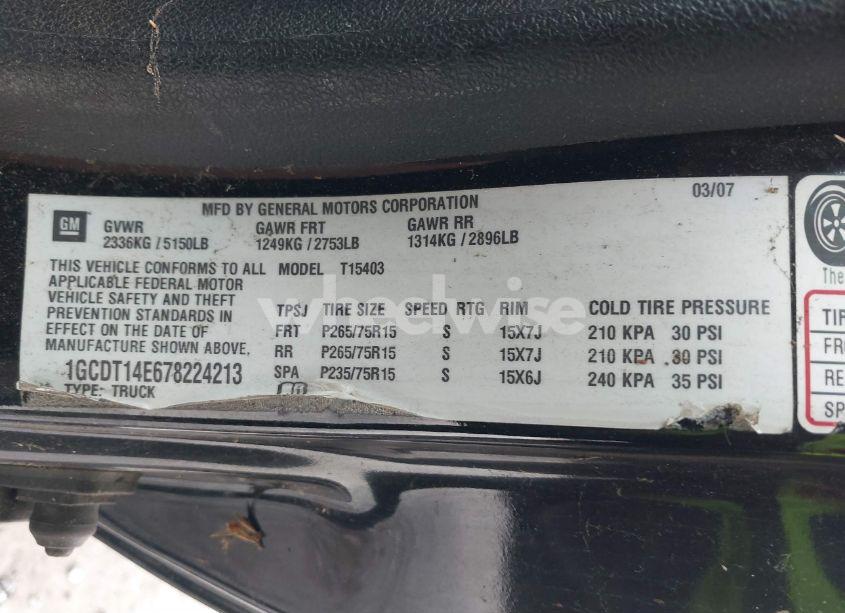 Photo 9 of 2007 Chevrolet Colorado LT (VIN 1GCDT14E678224213)