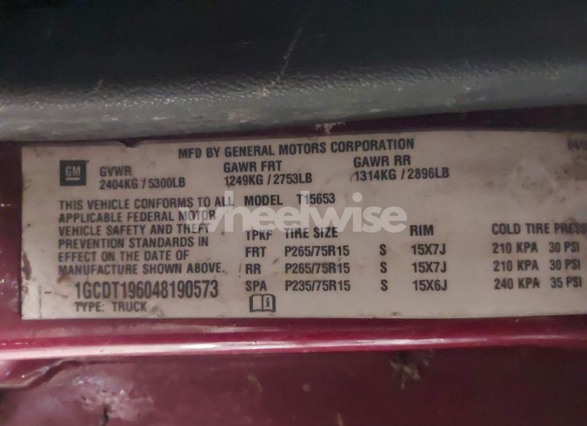 Photo 9 of 2004 Chevrolet Colorado LS (VIN 1GCDT196048190573)