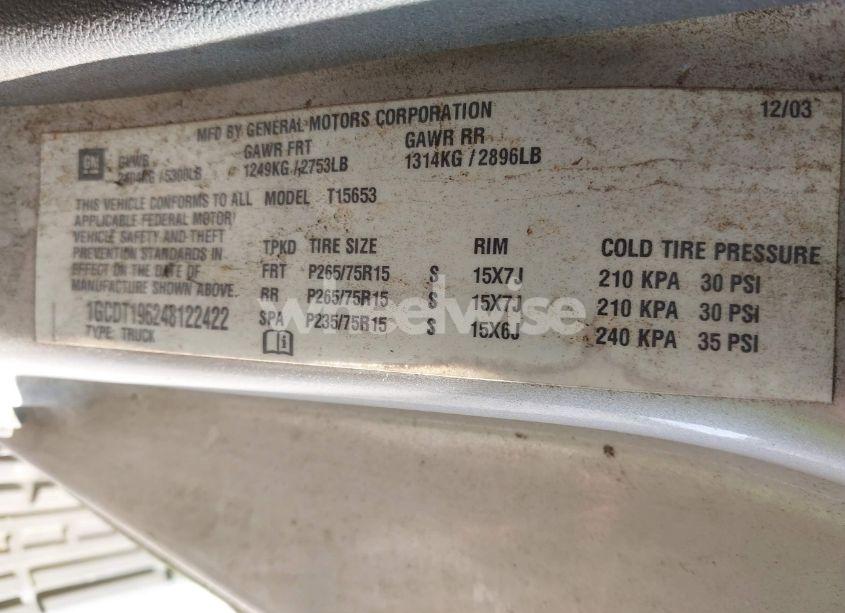 Photo 9 of 2004 Chevrolet Colorado LS (VIN 1GCDT196248122422)