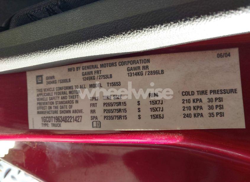 Photo 9 of 2004 Chevrolet Colorado LS (VIN 1GCDT196348221427)