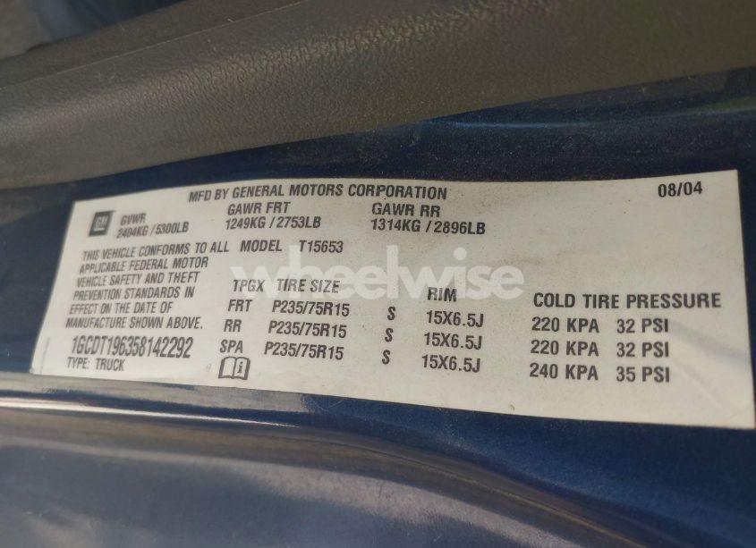 Photo 9 of 2005 Chevrolet Colorado LS (VIN 1GCDT196358142292)