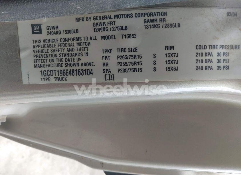 Photo 9 of 2004 Chevrolet Colorado LS (VIN 1GCDT196648163104)