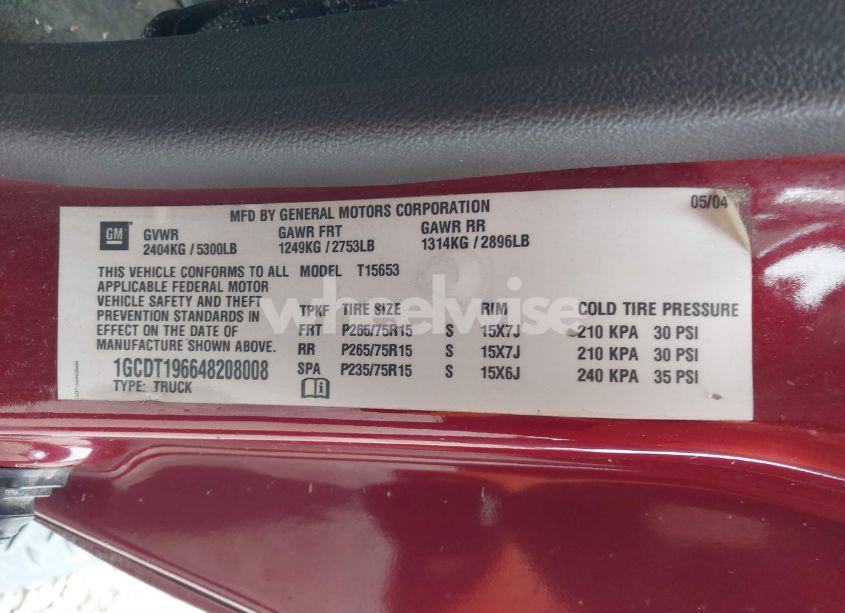 Photo 9 of 2004 Chevrolet Colorado LS (VIN 1GCDT196648208008)