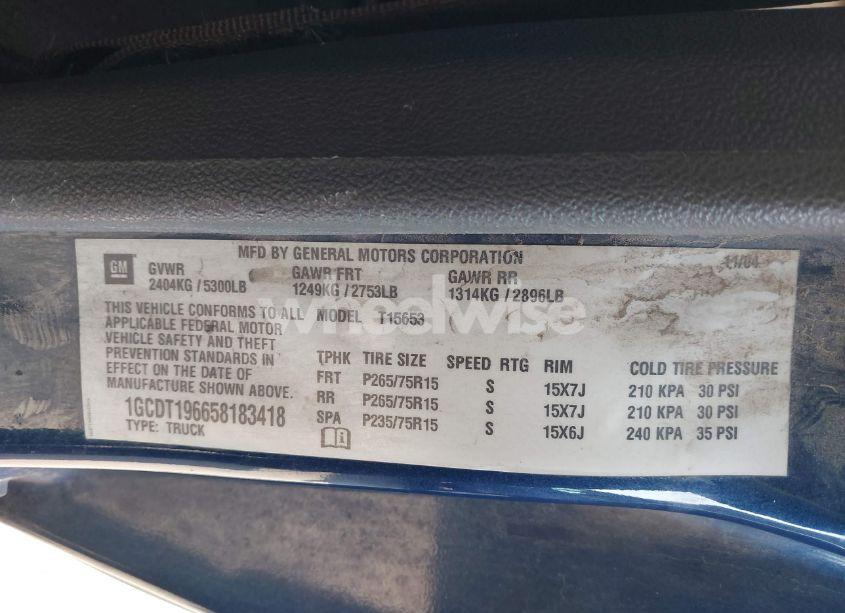 Photo 9 of 2005 Chevrolet Colorado LS (VIN 1GCDT196658183418)