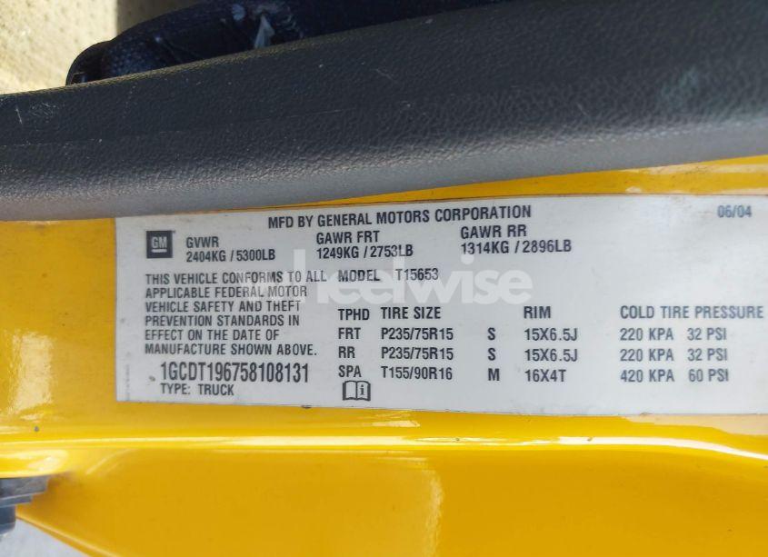 Photo 9 of 2005 Chevrolet Colorado LS (VIN 1GCDT196758108131)