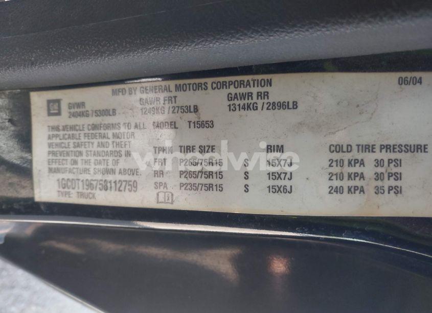 Photo 9 of 2005 Chevrolet Colorado LS (VIN 1GCDT196758112759)