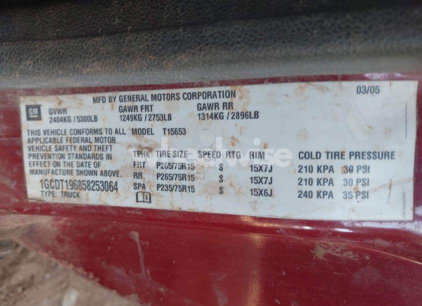 Photo 9 of 2005 Chevrolet Colorado LS (VIN 1GCDT196858253064)