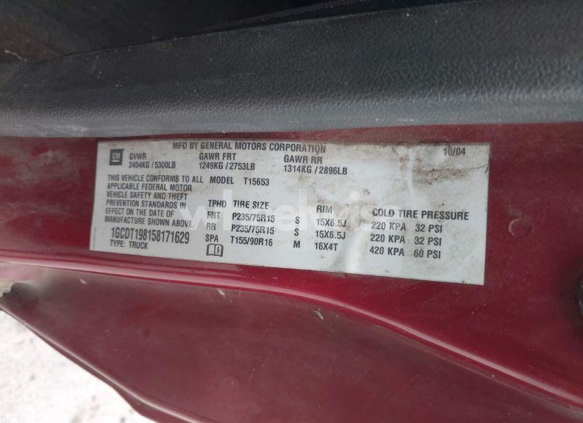 Photo 9 of 2005 Chevrolet Colorado LS (VIN 1GCDT198158171629)