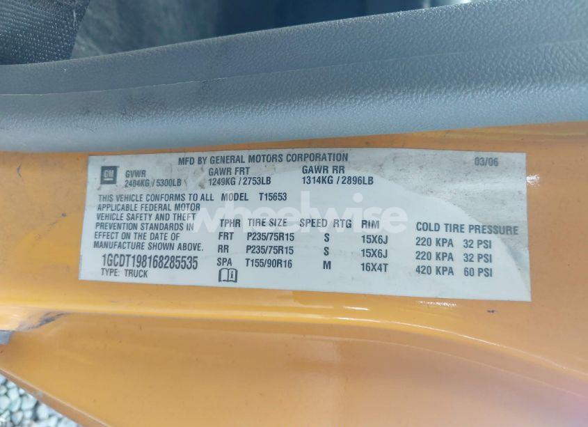 Photo 9 of 2006 Chevrolet Colorado WORK TRUCK (VIN 1GCDT198168285535)