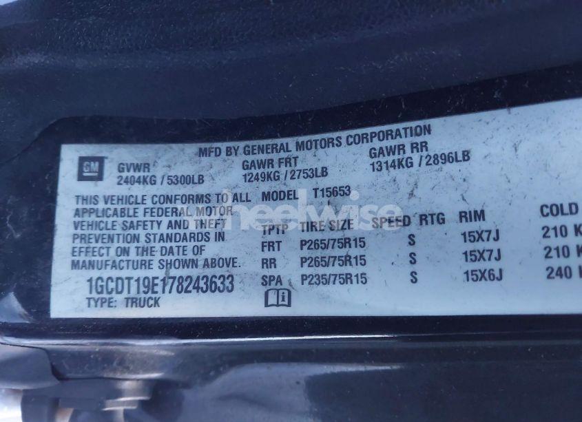 Photo 9 of 2007 Chevrolet Colorado LT (VIN 1GCDT19E178243633)