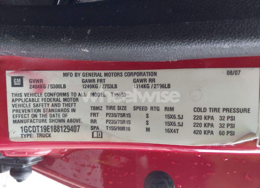 Photo 9 of 2008 Chevrolet Colorado LT (VIN 1GCDT19E188129407)