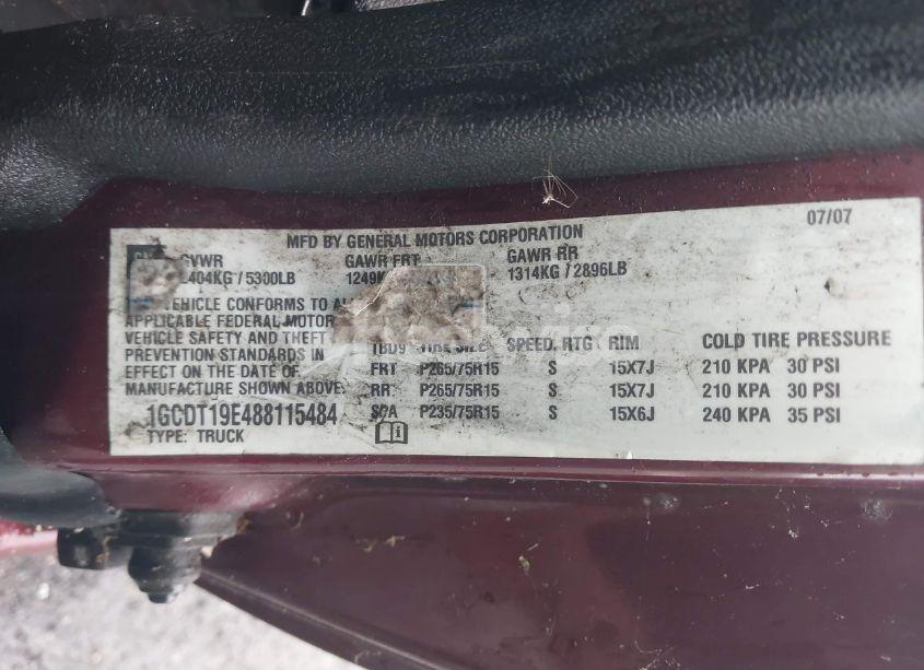 Photo 9 of 2008 Chevrolet Colorado LT (VIN 1GCDT19E488115484)