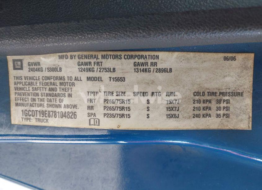 Photo 9 of 2007 Chevrolet Colorado LT (VIN 1GCDT19E878104826)