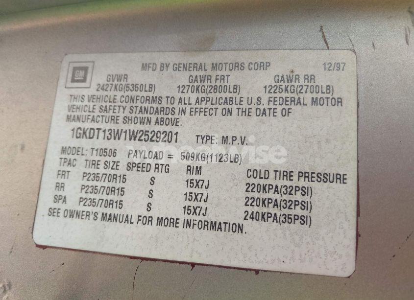 Photo 9 of 2001 Chevrolet S-10 LS (VIN 1GCDT19W41K181244)