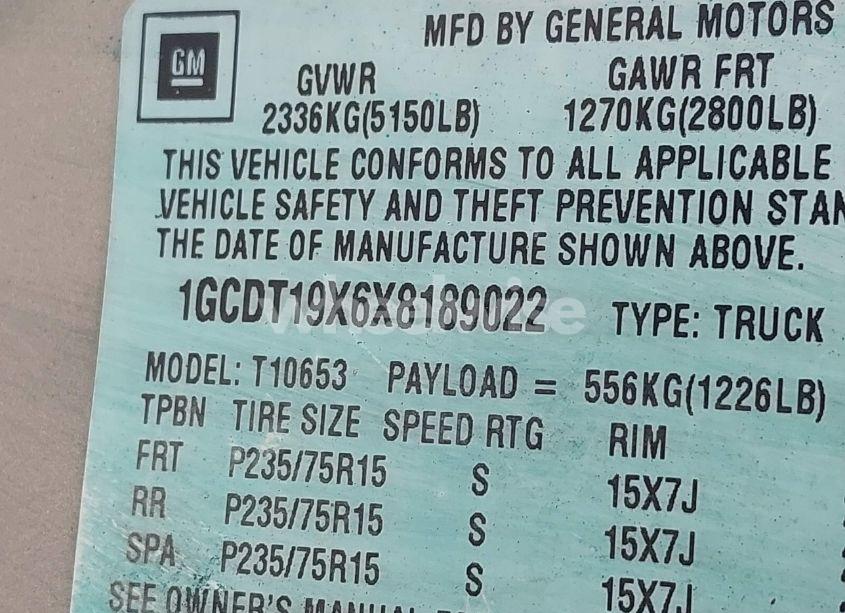 Photo 9 of 1999 Chevrolet S-10 LS (VIN 1GCDT19X6X8189022)