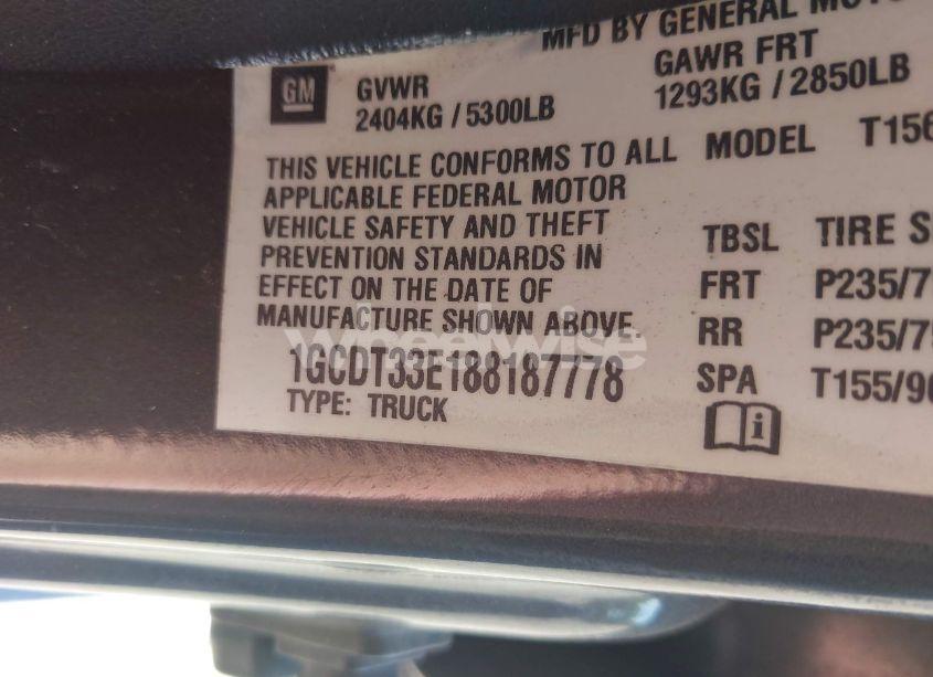 Photo 9 of 2008 Chevrolet Colorado LT (VIN 1GCDT33E188187778)