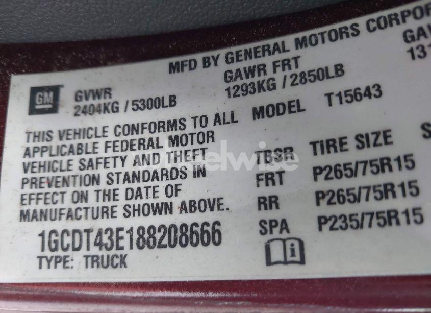 Photo 9 of 2008 Chevrolet Colorado LT (VIN 1GCDT43E188208666)