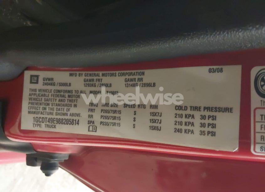 Photo 9 of 2008 Chevrolet Colorado LT (VIN 1GCDT49E988205814)