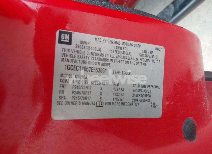 Photo 9 of 2007 Chevrolet Silverado 1500 LT1 (VIN 1GCEC14067E553861)