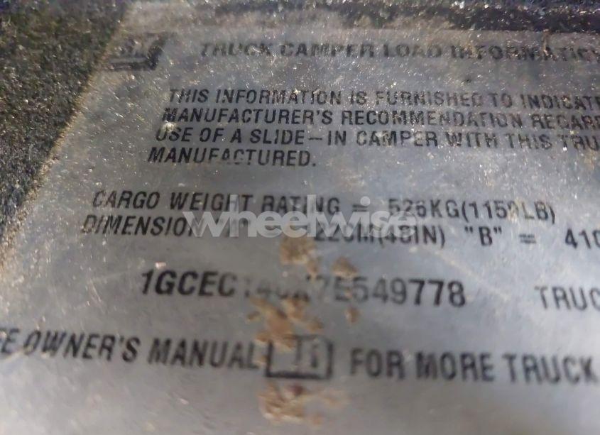 Photo 9 of 2007 Chevrolet Silverado 1500 WORK TRUCK (VIN 1GCEC140X7E549778)