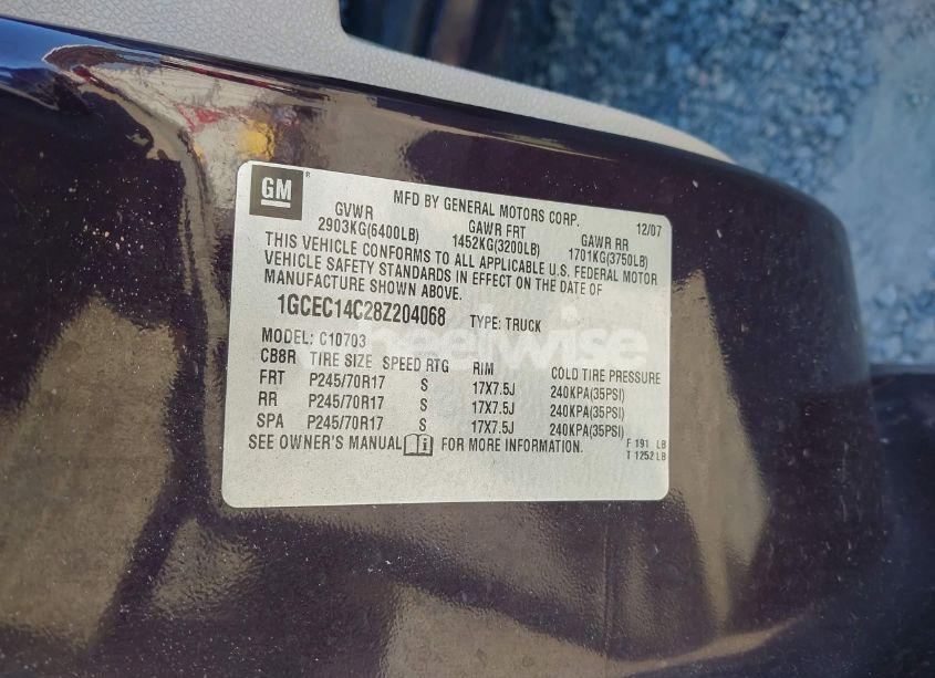 Photo 9 of 2008 Chevrolet Silverado 1500 WORK TRUCK (VIN 1GCEC14C28Z204068)