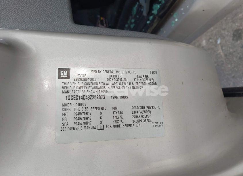 Photo 9 of 2008 Chevrolet Silverado 1500 WORK TRUCK (VIN 1GCEC14C48Z252073)