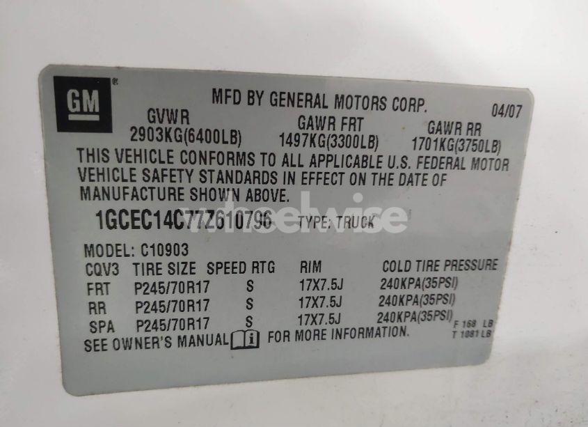 Photo 9 of 2007 Chevrolet Silverado 1500 LT1 (VIN 1GCEC14C77Z610796)