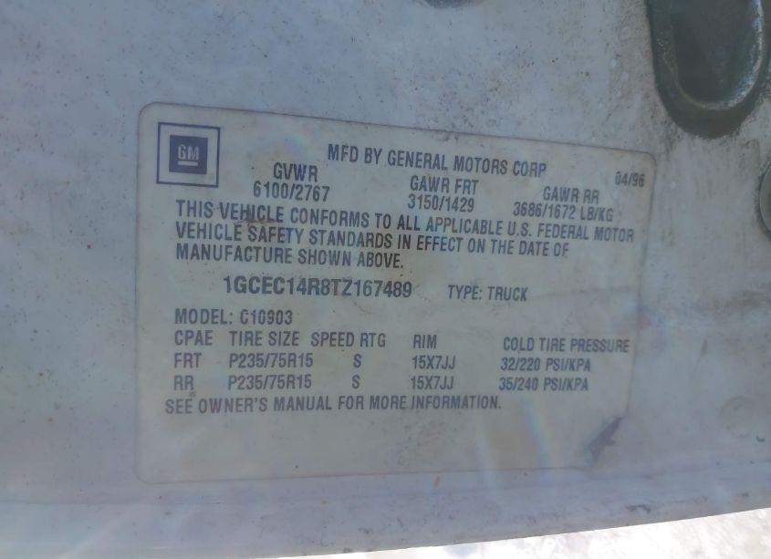 Photo 9 of 1996 Chevrolet Gmt-400 C1500 (VIN 1GCEC14R8TZ167489)