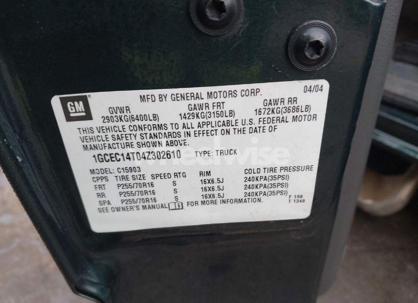 Photo 9 of 2004 Chevrolet Silverado 1500 LS (VIN 1GCEC14T04Z302610)