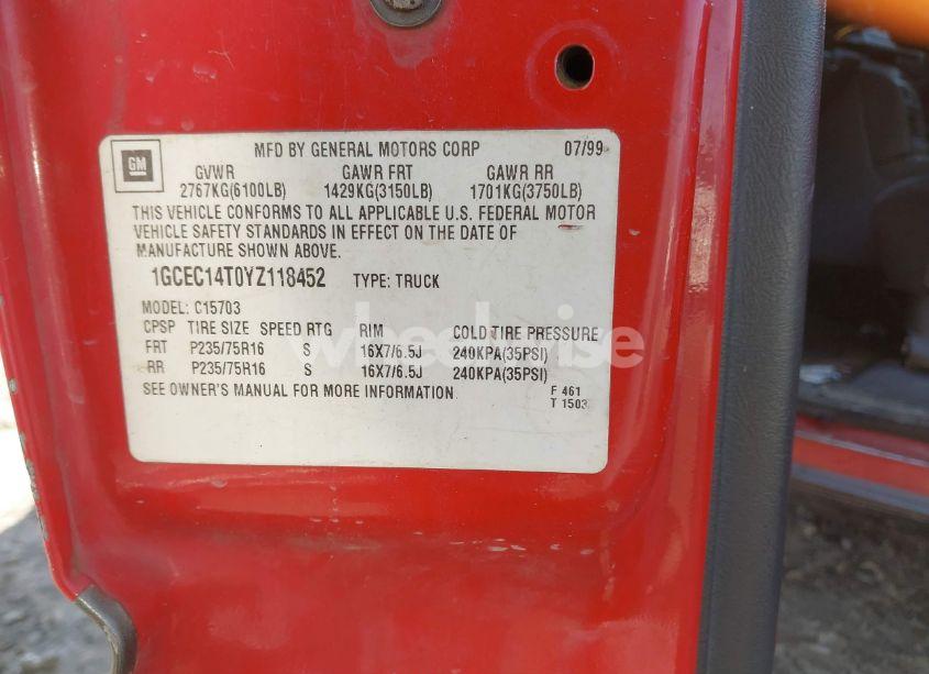 Photo 9 of 2000 Chevrolet Silverado 1500 LS (VIN 1GCEC14T0YZ118452)