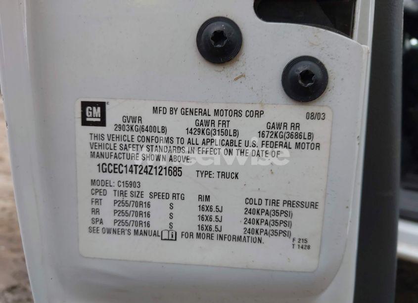 Photo 9 of 2004 Chevrolet Silverado 1500 WORK TRUCK (VIN 1GCEC14T24Z121685)