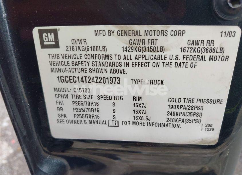 Photo 9 of 2004 Chevrolet Silverado 1500 LS (VIN 1GCEC14T24Z201973)