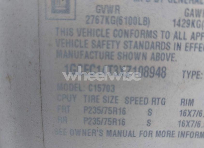 Photo 9 of 1999 Chevrolet Silverado 1500 LS (VIN 1GCEC14T3XZ108948)