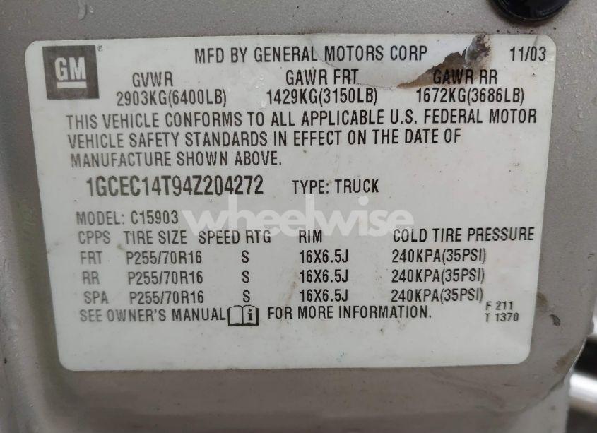 Photo 9 of 2004 Chevrolet Silverado 1500 (VIN 1GCEC14T94Z204272)