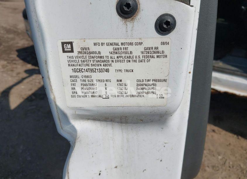 Photo 9 of 2005 Chevrolet Silverado 1500 WORK TRUCK (VIN 1GCEC14T95Z133740)