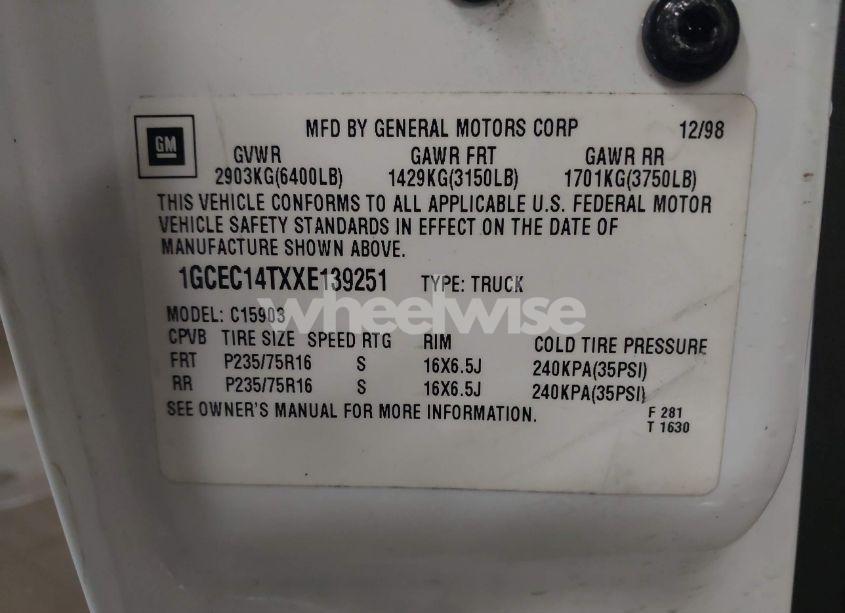 Photo 9 of 1999 Chevrolet Silverado 1500 LS (VIN 1GCEC14TXXE139251)